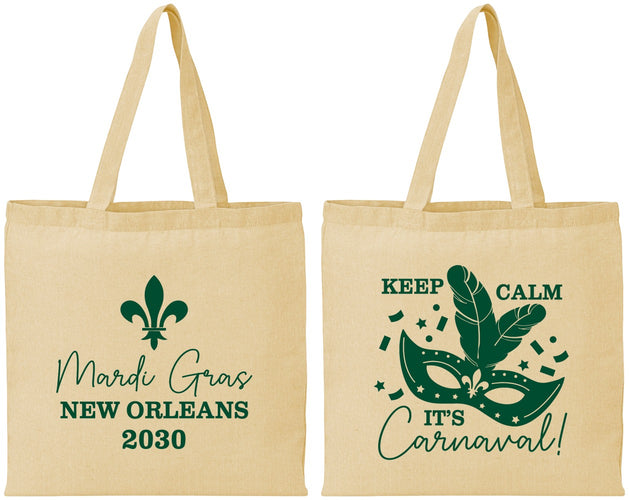 Personalized Mardi Gras Cotton Tote Bags - Fleur De Lis Carnaval | 190011