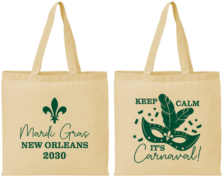 Personalized Mardi Gras Cotton Tote Bags - Fleur De Lis Carnaval | 190011