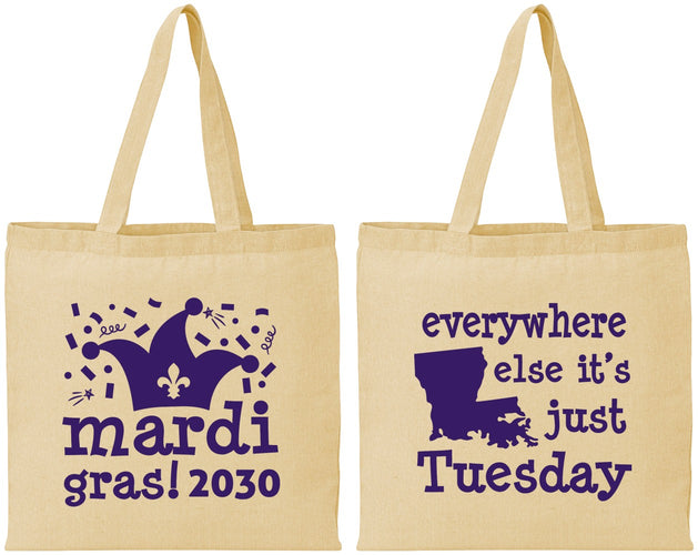 Personalized Mardi Gras Cotton Tote Bags - Nola New Orleans | 190016