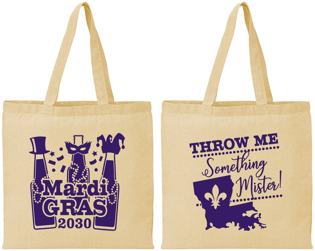 Personalized Mardi Gras Cotton Tote Bags - Beads Nola | 190017