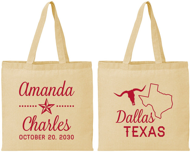Personalized Wedding Cotton Tote Bags - Texas | 192