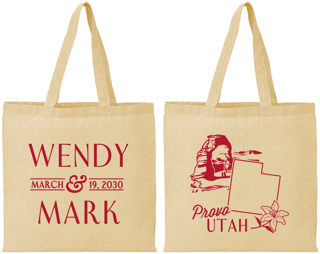 Personalized Wedding Cotton Tote Bags - Utah | 193