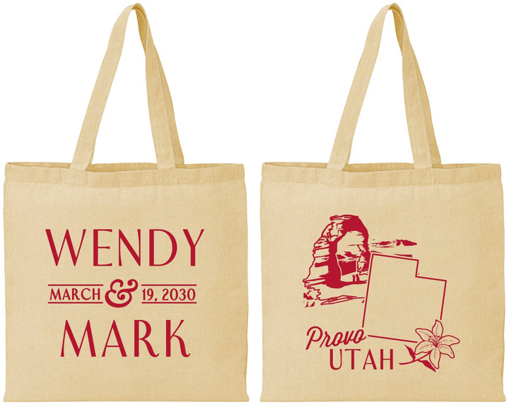 Personalized Wedding Cotton Tote Bags - Utah | 193