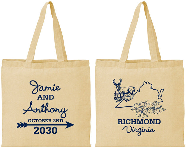 Personalized Wedding Cotton Tote Bags - Virginia | 195