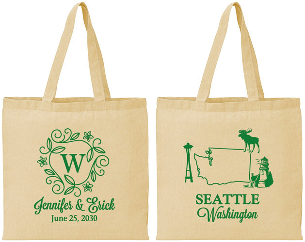 Personalized Wedding Cotton Tote Bags - Washington | 196