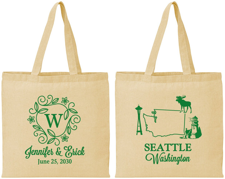 Personalized Wedding Cotton Tote Bags - Washington | 196