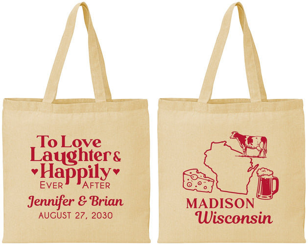 Personalized Wedding Cotton Tote Bags - Wisconsin | 198