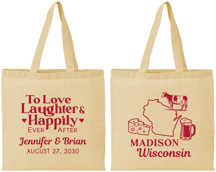 Personalized Wedding Cotton Tote Bags - Wisconsin | 198
