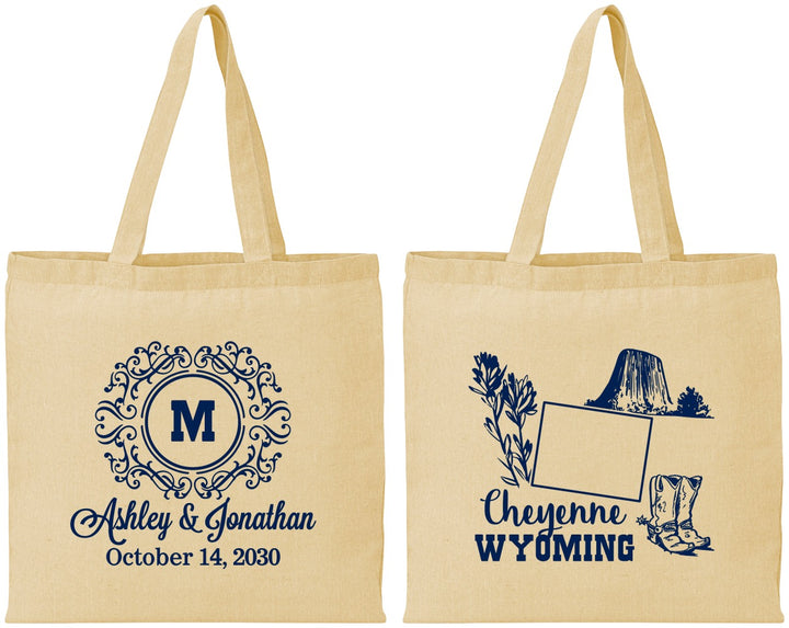 Personalized Wedding Cotton Tote Bags - Wyoming | 199