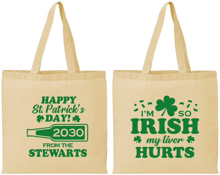 Personalized St Patricks Day Cotton Tote Bags - Irish My Liver Hurts | 200000