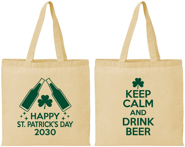 Personalized St Patricks Day Cotton Tote Bags - Clover Irish | 200005