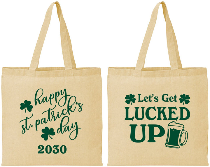 Personalized St Patricks Day Cotton Tote Bags - Lucked Up | 200007