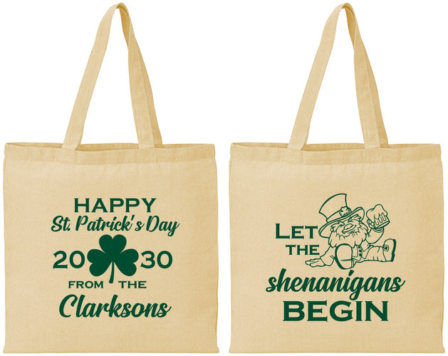 Personalized St Patricks Day Cotton Tote Bags - Shenanigans Leprechaun | 200011