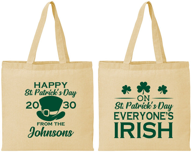 Personalized St Patricks Day Cotton Tote Bags - Irish Leprechaun | 200013
