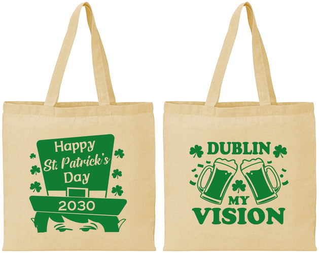 Personalized St Patricks Day Cotton Tote Bags - Dublin My Vision | 200016