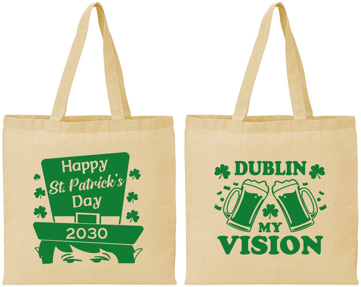 Personalized St Patricks Day Cotton Tote Bags - Dublin My Vision | 200016