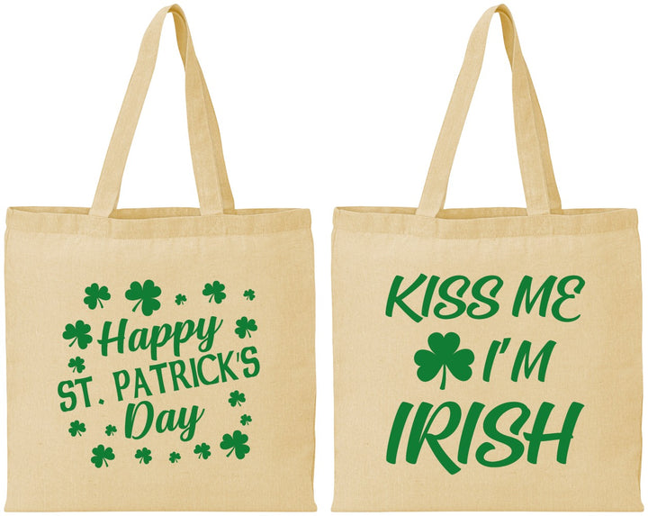 Personalized St Patricks Day Cotton Tote Bags - Kiss Me I Am Irish | 200018