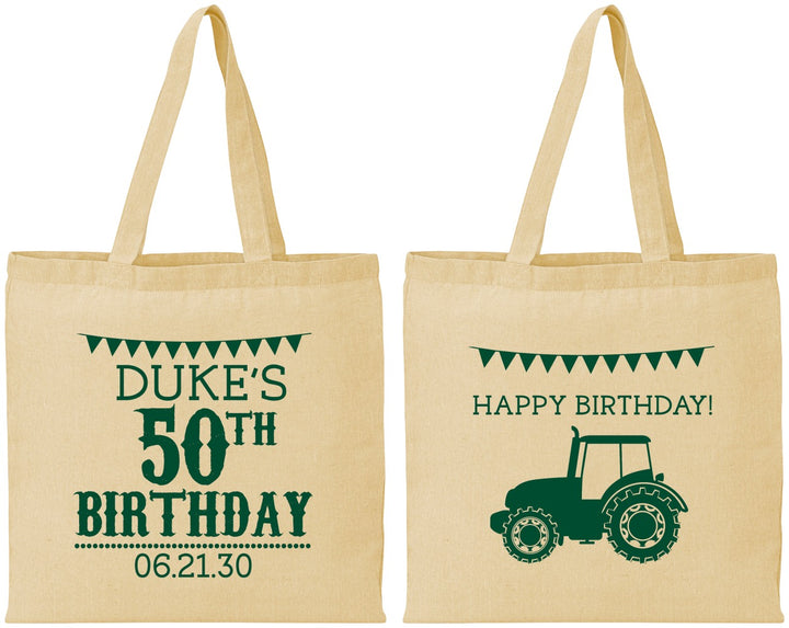 Personalized Birthday Cotton Tote Bags - 50th Tractor | 20005