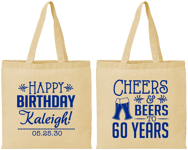 Personalized Birthday Cotton Tote Bags - 60th | 20006
