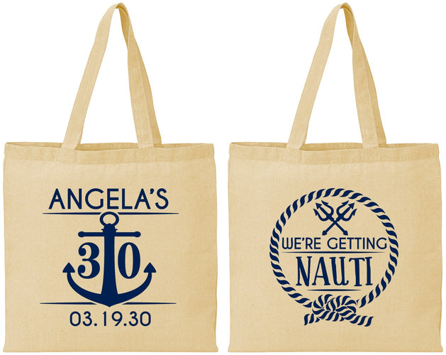 Personalized Birthday Cotton Tote Bags - 30th Nautical | 20010