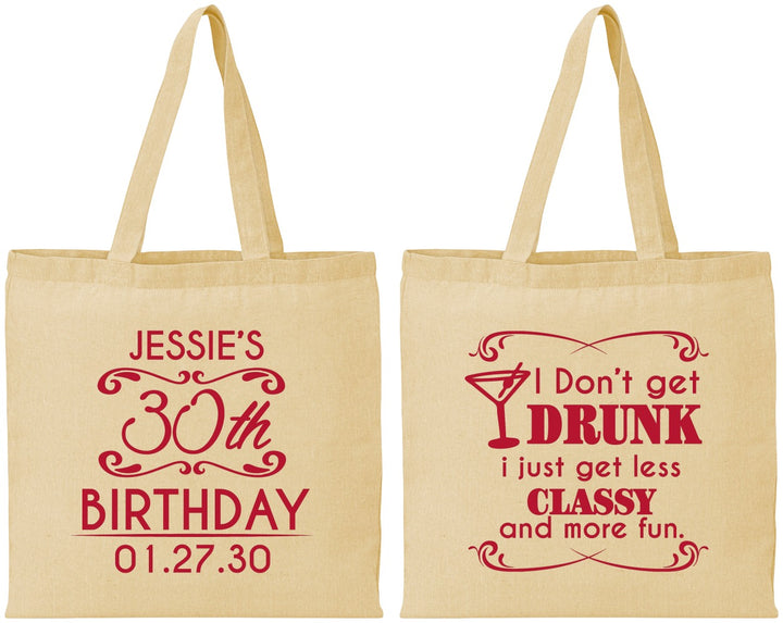 Personalized Birthday Cotton Tote Bags - Dirty 30 | 20011