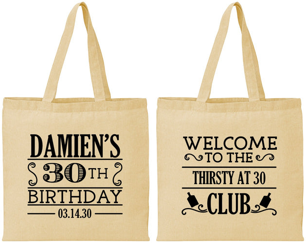 Personalized Birthday Cotton Tote Bags - 30th | 20016