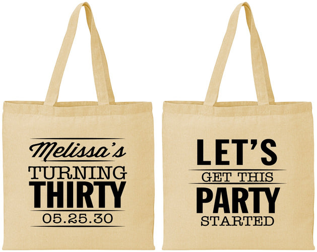 Personalized Birthday Cotton Tote Bags - 30th | 20017