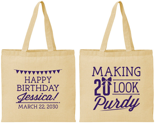 Personalized Birthday Cotton Tote Bags - 20th | 20021