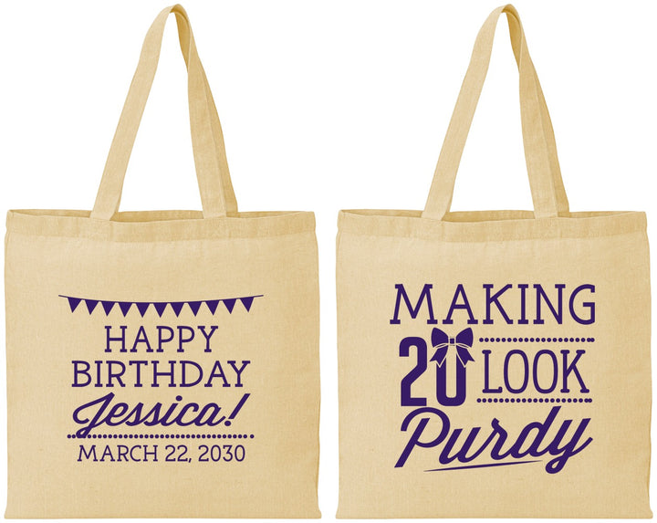 Personalized Birthday Cotton Tote Bags - 20th | 20021