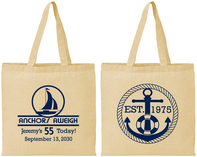 Personalized Birthday Cotton Tote Bags - 55th Nautical | 20025