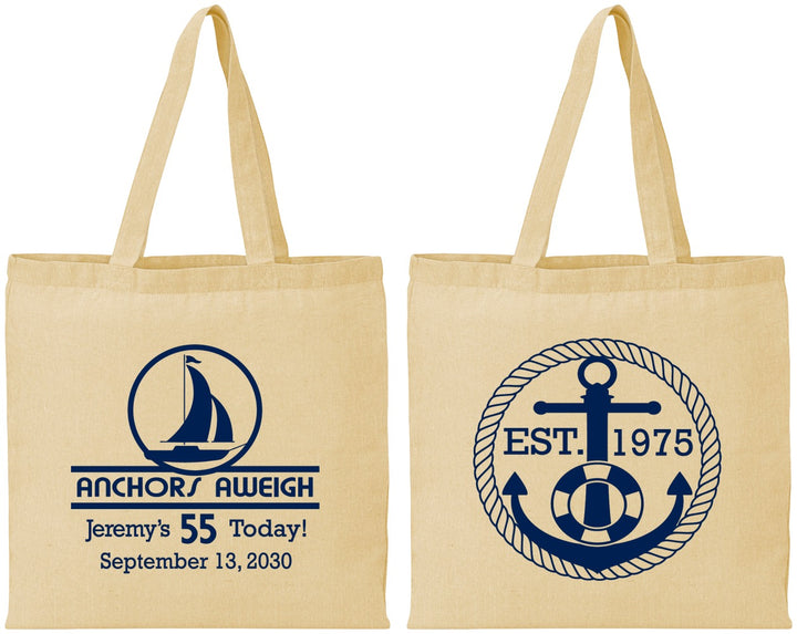 Personalized Birthday Cotton Tote Bags - 55th Nautical | 20025