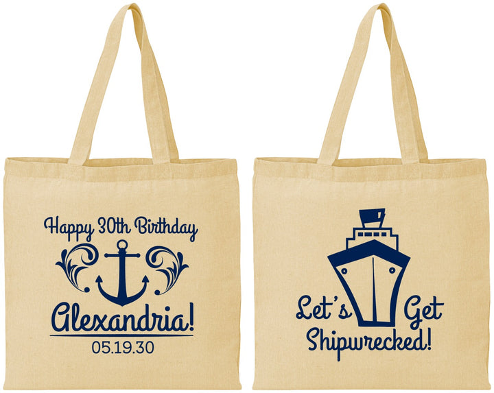Personalized Birthday Cotton Tote Bags - 30th Shipwrecked | 20026