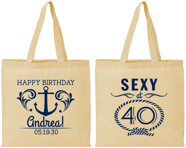 Personalized Birthday Cotton Tote Bags - Sexy At 40 | 20027