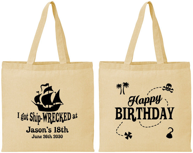 Personalized Birthday Cotton Tote Bags - 18th Shipwrecked | 20028