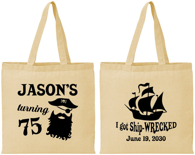 Personalized Birthday Cotton Tote Bags - 75th Shipwrecked | 20029