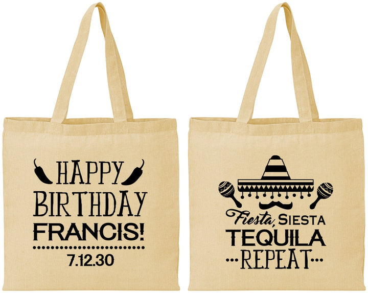 Personalized Birthday Cotton Tote Bags - Fiesta Siesta Tequila | 20030