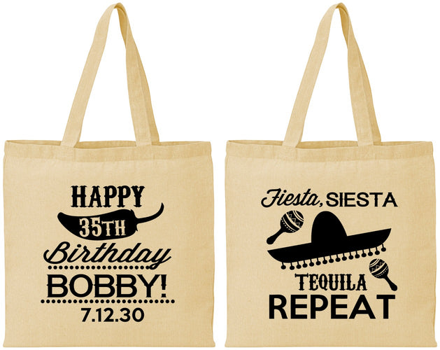 Personalized Birthday Cotton Tote Bags - 35th Fiesta Siesta Tequila | 20031