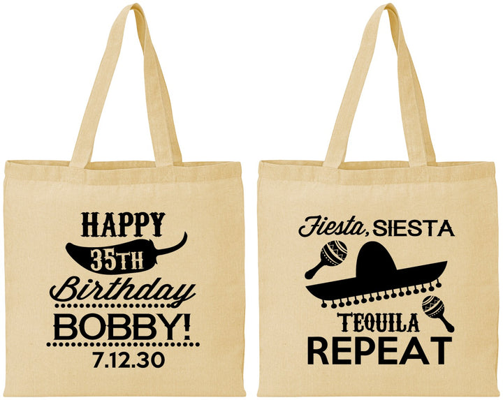 Personalized Birthday Cotton Tote Bags - 35th Fiesta Siesta Tequila | 20031