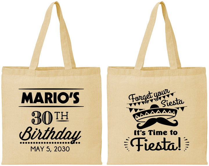 Personalized Birthday Cotton Tote Bags - 30th Fiesta | 20034