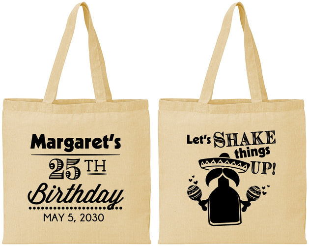 Personalized Birthday Cotton Tote Bags - 25th Fiesta | 20035