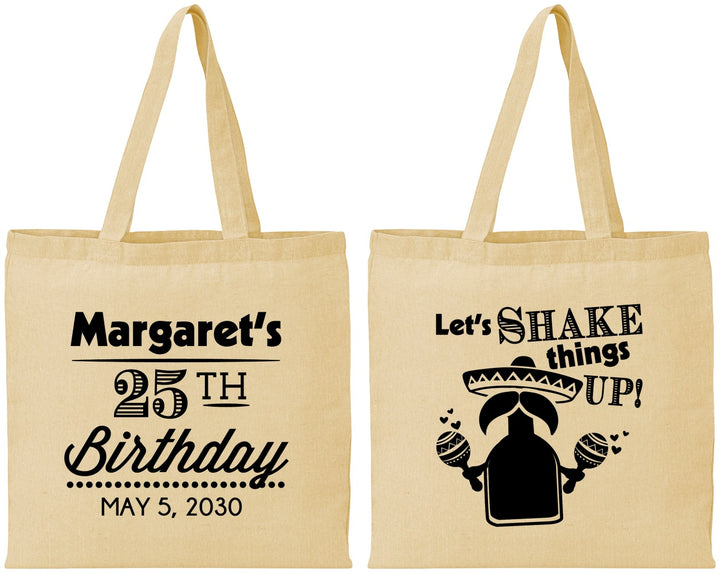 Personalized Birthday Cotton Tote Bags - 25th Fiesta | 20035