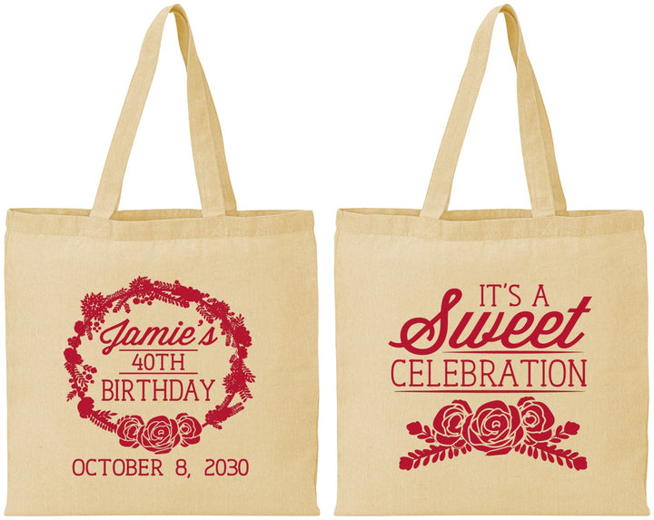 Personalized Birthday Cotton Tote Bags - 40th | 20040