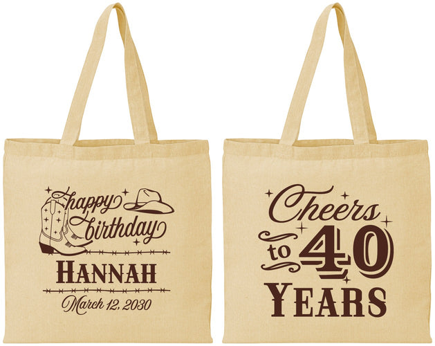 Personalized Birthday Cotton Tote Bags - 40th | 20042