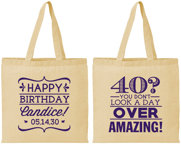 Personalized Birthday Cotton Tote Bags - 40th | 20044