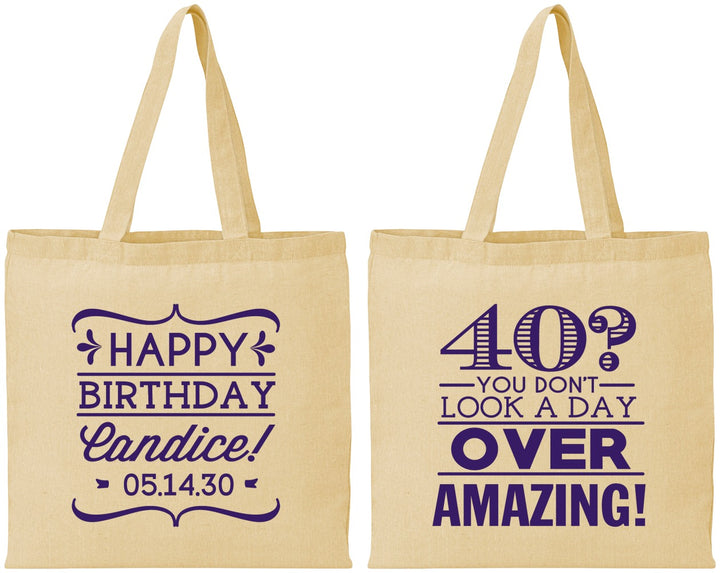 Personalized Birthday Cotton Tote Bags - 40th | 20044