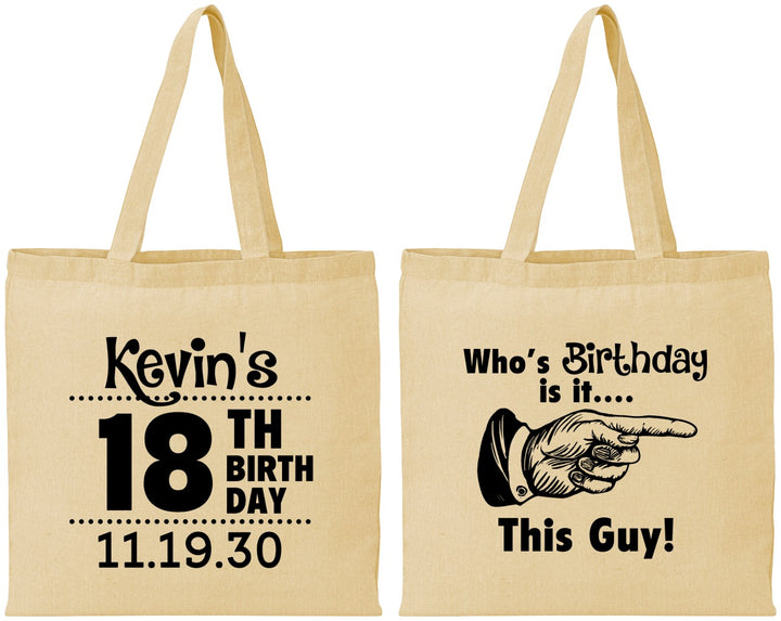 Personalized Birthday Cotton Tote Bags - 18th | 20046
