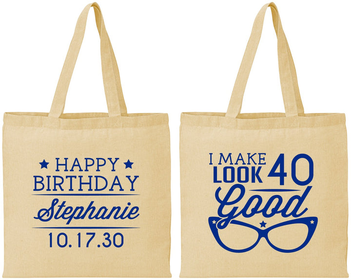 Personalized Birthday Cotton Tote Bags - 40th | 20048