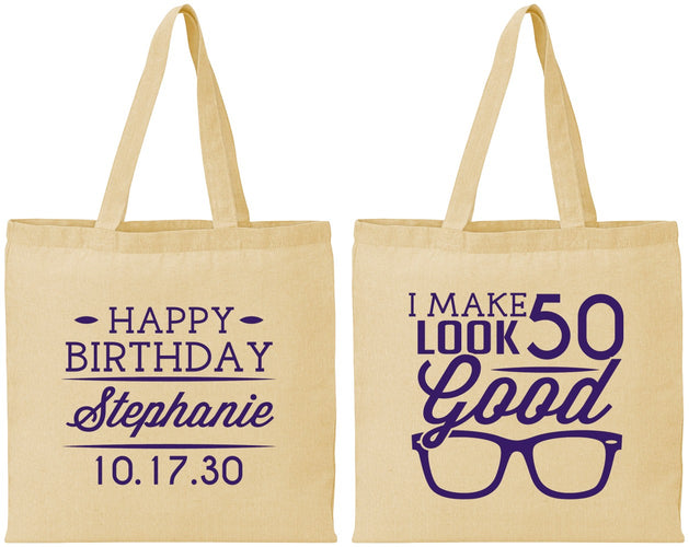 Personalized Birthday Cotton Tote Bags - 50th | 20049