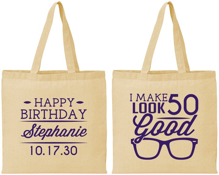 Personalized Birthday Cotton Tote Bags - 50th | 20049