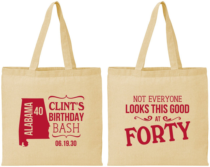Personalized Birthday Cotton Tote Bags - 40th | 20050